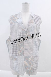 Karl Helmut / パッチワークベスト  ブルー I-24-03-01-018-EL-TO-HD-ZT418