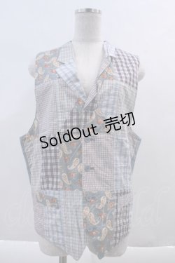 画像1: Karl Helmut / パッチワークベスト  ブルー I-24-03-01-018-EL-TO-HD-ZT418