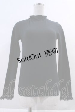 画像1: Emily Temple cute /  後ろリボン&ハイネックレース長袖カットソー  黒 I-24-03-05-047-ET-TO-HD-ZT470