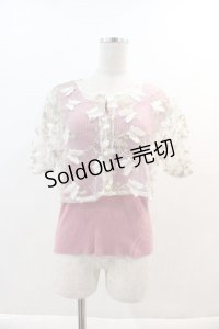 axes femme POETIQUE / 立体蝶ブラウス×タンクセット  白Ｘピンク I-24-03-22-025-AX-BL-HD-ZI