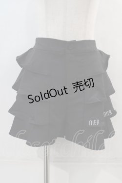 画像1: NieR Clothing / サイドフリルショートパンツ  黒Ｘ白 I-24-04-05-055-PU-PA-HD-ZI