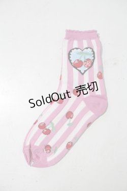 画像2: Angelic Pretty / Cherry Stampクルー丈ソックス  ピンク I-24-04-06-026-AP-ZA-HD-ZI