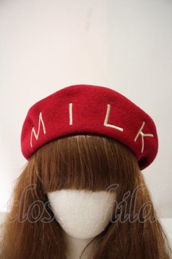 画像1: MILK / HAT ロゴ刺繍ベレー  赤 I-24-04-11-062-ML-AC-HD-ZI