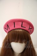 MILK / HAT ロゴ刺繍ベレー  ピンク I-24-04-11-063-ML-AC-HD-ZI