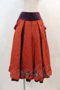 Ozz oneste / 椿刺繍プリーツ袴風スカート  オレンジＸ紫 I-24-04-15-065-OO-SK-HD-ZT198