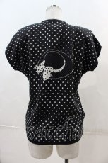 画像2: 【SALE】PINK HOUSE / 後ろハット柄ドット半袖カーディガン  黒Ｘ白 I-24-04-17-021-LO-TO-HD-ZT418 (2)