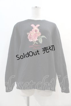 画像1: 【SALE】PINK HOUSE / ウサギ刺繍トレーナー  ブラック I-24-04-24-017-LO-TO-HD-ZT355