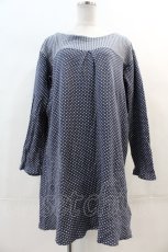 画像1: 【SALE】PINK HOUSE / ドット&チェック切替チュニック  ネイビー I-24-04-24-025-LO-TO-HD-ZT353 (1)