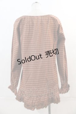 画像2: PINK HOUSE / イチゴ刺繍チュニックワンピース  ブラウン I-24-05-09-082-LO-OP-HD-ZT040