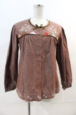 画像1: 【SALE】PINK HOUSE / パッチワーク&刺繍ブラウス  ブラウン I-24-05-09-102-LO-BL-HD-ZT040 (1)