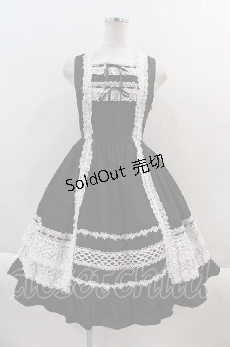 画像1: BABY,THE STARS SHINE BRIGHT / ＪＳＫ レースフリルジャンパースカート  黒Ｘ白 I-24-05-12-027-BA-OP-HD-ZI (1)