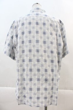 画像2: Karl Helmut / チェック&なみ刺繍半袖シャツ M 白Ｘ紺 I-24-05-22-049-EL-BL-HD-ZI