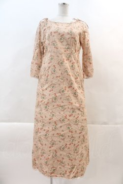 画像1: Garland / 袖レース&ローズ柄ワンピース  ピンク I-24-05-26-053-LO-SK-HD-ZI