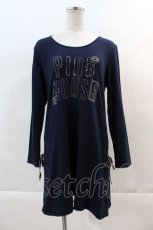 画像1: 【SALE】PINK HOUSE / ロゴ刺繍長袖カットワンピース  ネイビー I-24-05-26-056-LO-OP-HD-ZT367 (1)