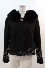 画像1: 【SALE】An MILLE / パールボタンフードショートコート  黒Ｘ白 I-24-05-26-063-EL-JA-HD-ZTC053 (1)