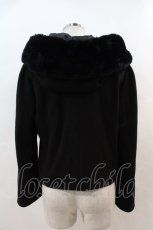 画像2: 【SALE】An MILLE / パールボタンフードショートコート  黒Ｘ白 I-24-05-26-063-EL-JA-HD-ZTC053 (2)