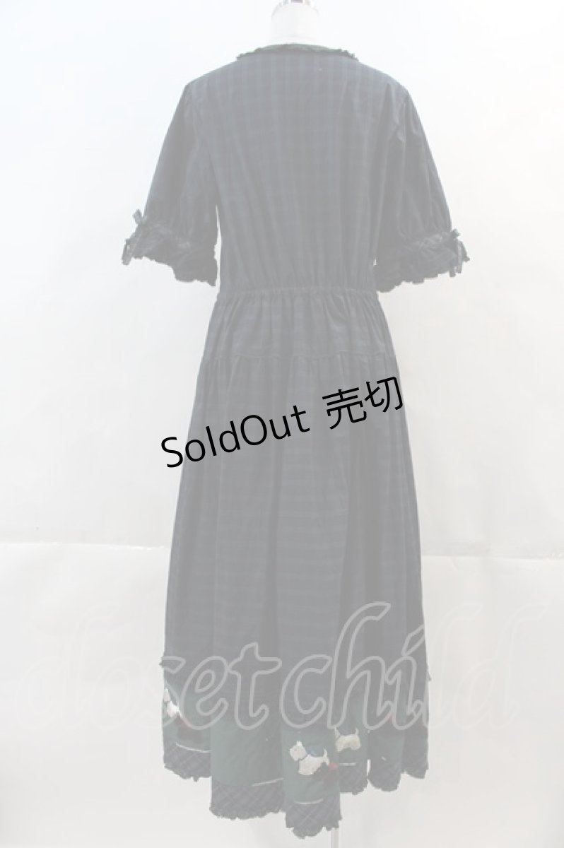 画像2: PINK HOUSE / スコッチテリア刺繍タータンチェックワンピース  グリーンケイ I-24-05-31-065-LO-OP-HD-ZI (2)