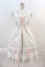 画像1: BABY,THE STARS SHINE BRIGHT / ベビードールジャンパースカート＆うさくみゃヘッドドレスセット  白Ｘピンク I-24-06-21-061-BA-OP-HD-ZI (1)