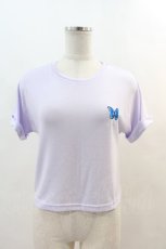 画像1: LISTEN FLAVOR / BASICモルフォ刺繍Tee  ラベンダー I-24-06-21-002-PU-TO-HD-ZT426 (1)