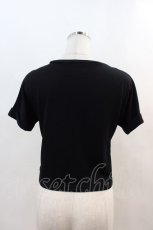 画像2: LISTEN FLAVOR / BASICモルフォ刺繍Tee  黒Ｘ青 I-24-06-21-003-PU-TO-HD-ZT314 (2)