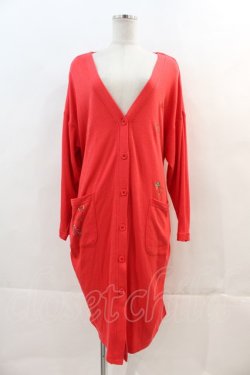 画像1: Franche Lippee / 刺繍入りロングカーディガン  赤 I-24-06-28-025-LO-TO-HD-ZT371