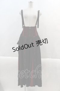 Ozz oneste / ハイウエスト袴デザインパンツ  黒ｘ赤 I-24-07-11-088-OO-PA-AS-ZI