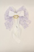 LOTUS ribbon / ハートチャームレースリボンツインバレッタ  ラベンダーＸ白 I-24-07-19-113-EL-AC-HD-ZT437