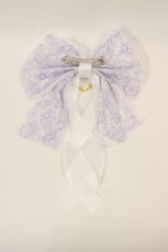 画像2: LOTUS ribbon / ハートチャームレースリボンツインバレッタ  ラベンダーＸ白 I-24-07-19-113-EL-AC-HD-ZT437-F004 (2)