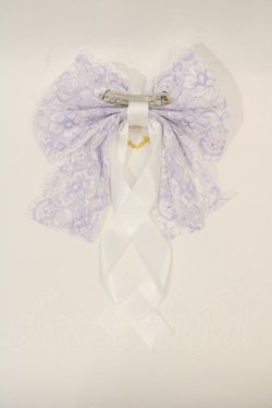 画像2: LOTUS ribbon / ハートチャームレースリボンツインバレッタ  ラベンダーＸ白 I-24-07-19-113-EL-AC-HD-ZT437