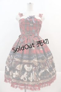 Angelic Pretty / British Bearジャンパースカート  ボルドー I-24-07-28-101-AP-OP-HD-ZI