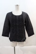 INGEBORG / デニムフリルトップス  黒 I-24-07-31-057-LO-TO-AS-ZT367