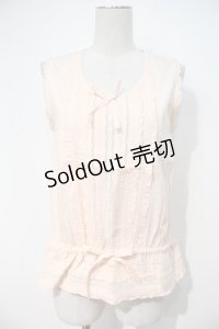 PINK HOUSE / フロントピンタック&フリルノースリーブブラウス  ピンク I-24-07-31-027-LO-BL-AS-ZT426