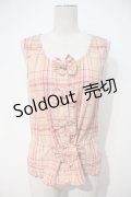 PINK HOUSE / フロントリボンチェックノースリーブブラウス  ピンク I-24-07-31-028-LO-BL-AS-ZT426