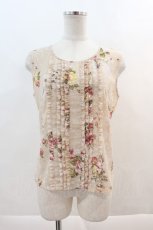 画像1: INGEBORG / 桜薔薇柄ノースリーブトップス S ベージュ I-24-07-31-043-LO-TO-AS-ZT051 (1)