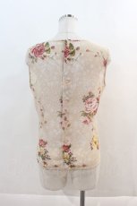画像2: INGEBORG / 桜薔薇柄ノースリーブトップス S ベージュ I-24-07-31-043-LO-TO-AS-ZT051 (2)