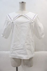 axes femme POETIQUE / マリンセーラーブラウス  白Ｘラベンダー I-24-08-02-001-AX-BL-HD-OS