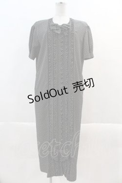 画像1: INGEBORG / ドットリボンフリル半袖ワンピース  黒X白 I-24-08-02-066-LO-OP-HD-ZT391