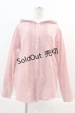 画像1: PINK HOUSE / BOYISH刺繍ギンガムチェックフードブラウス L 赤Ｘ白チェック I-24-08-02-024-LO-BL-HD-ZI