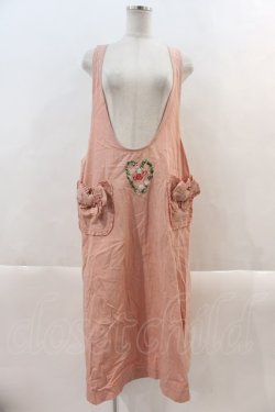 画像1: PINK HOUSE / ローズハートリース刺繍タブリエ  ピンク I-24-08-03-071-LO-OP-HD-ZI
