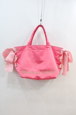 画像1: Maison de FLEUR / サイドレースアップ&裏地LIPハンドバッグ  濃ピンク I-24-08-03-120-LO-BG-HD-ZT-K012