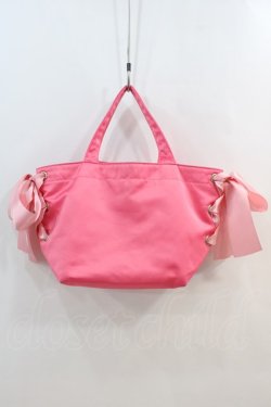 画像2: Maison de FLEUR / サイドレースアップ&裏地LIPハンドバッグ  濃ピンク I-24-08-03-120-LO-BG-HD-ZT-K012