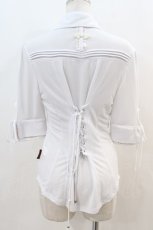 画像2: Ozz oneste / チャイナデザインスナップボタン半袖シャツ  白Ｘピンク I-24-08-09-015-OO-BL-HD-ZT111 (2)