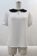 画像1: Ank Rouge / ベルト袖ブラウス  白Ｘ黒 I-24-08-15-006-CA-BL-HD-ZT013 (1)