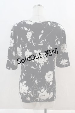 画像2: INGEBORG / シルエットフラワーカットソー S 黒Ｘ白 I-24-08-19-058-LO-TO-HD-ZT412