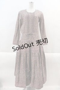 KANEKO ISAO / お花総柄長袖ワンピース  紫 I-24-08-21-064-EL-OP-HD-ZT065