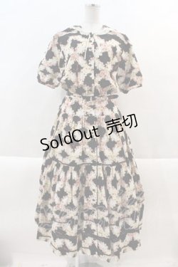 画像1: PINK HOUSE / ローズ格子柄半袖ワンピース  黒 I-24-08-21-074-LO-OP-HD-ZI