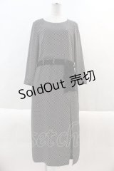 INGEBORG / ドット&はしごリボン長袖ワンピース  黒Ｘ白 I-24-08-21-078-LO-OP-HD-ZI