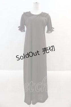 画像1: KANEKO ISAO / 襟袖チュールレース半袖ワンピース  茶 I-24-08-21-086-EL-OP-HD-ZT238