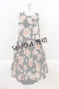 PINK HOUSE / English Roseプリントワンピース  黒 I-24-08-21-091-LO-OP-HD-ZI