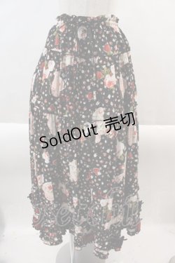 画像1: PINK HOUSE / オーナメントローズプリントスカート  クロ I-24-08-23-060-LO-SK-YM-ZI
